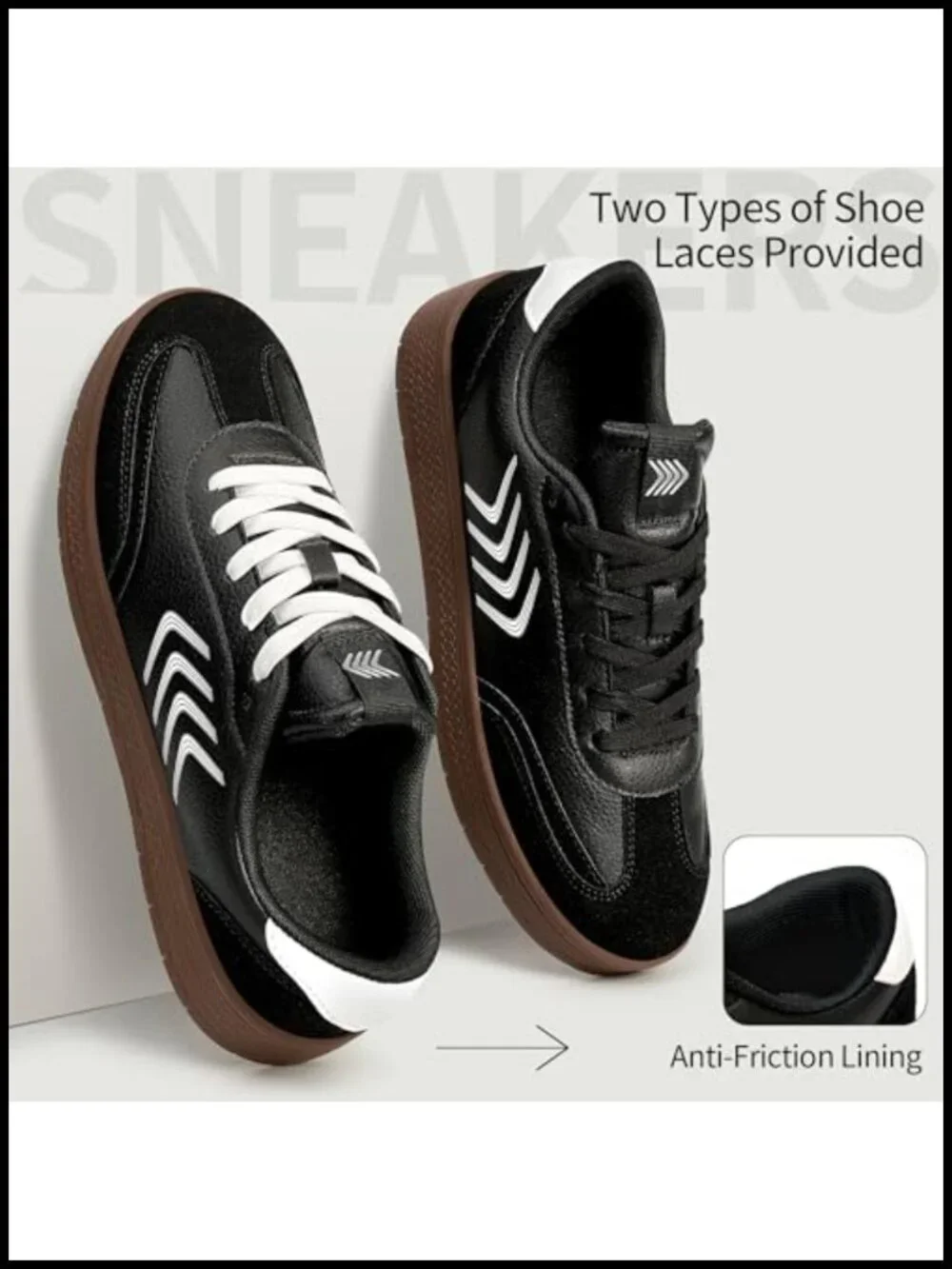 Retro Patchwork Leather Sneakers - Cushioned Lace Up Walking Shoes